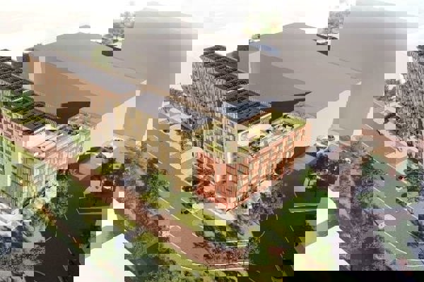 Buurt Oostzijderpark van bovenaf. 