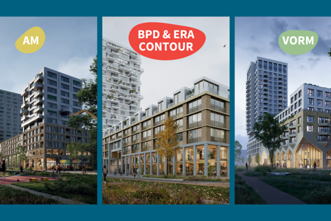 Overzicht van 3 ontwerpen voor Poort van Zaandam-Oost