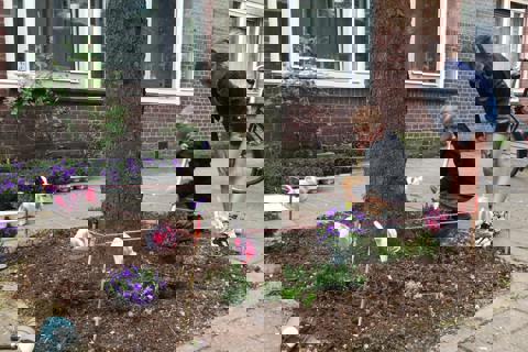 Kinderen bezig met planten